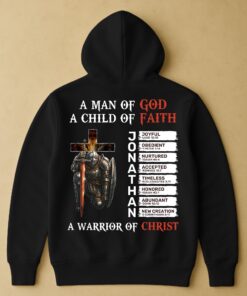 A Warrior of Christ with Name Letter in Bible - Personalized Back Printed Hoodie
