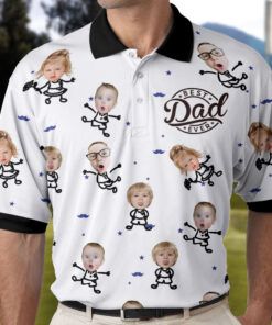 Father's Day Gifts, Best Dad Ever Gift for Dad, Grandpa - Personalized Photo Polo Shirt