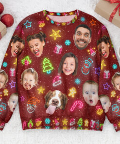 Custom Face Funny Light Up Christmas - Personalized Photo Ugly Sweater