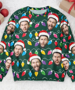 Custom Face Funny Christmas Silly Leds Light for Men - Personalized Photo Ugly Sweater