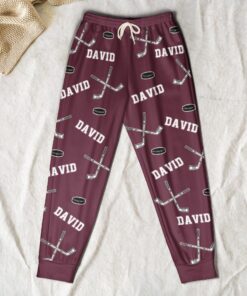 Hockey Custom Name - Personalized Sweatpants - Lounge Pants with Pockets, Custom Pajama